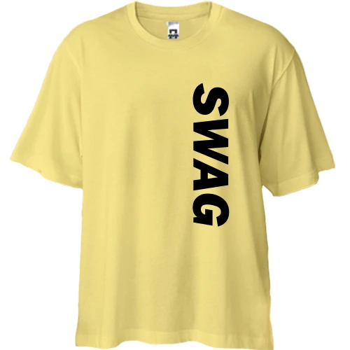 Футболка двунитка Oversize, Желтый, Swag вертикаль