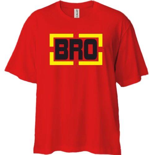 Футболка двонитка Oversize, Червоний, BRO (рамка)