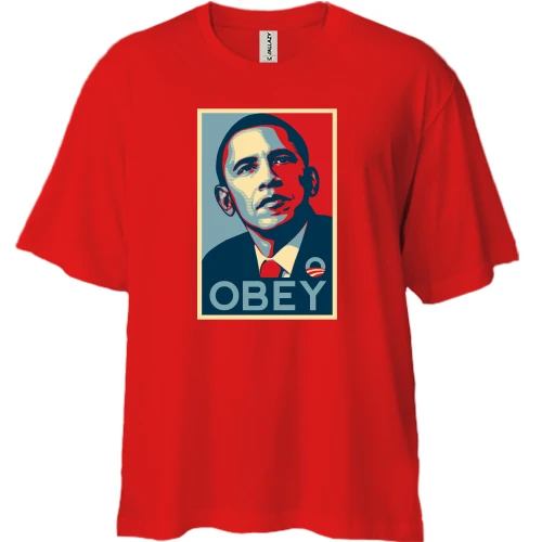 Футболка двунитка Oversize, Красный, Obey Obama