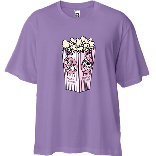 Футболка двонитка Oversize, Лавандовий, з попкорном