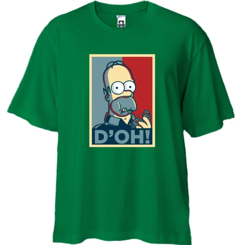 Футболка двонитка Oversize, Червоний, з Гомером "D`oh!"