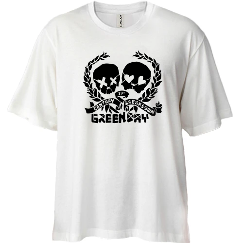 Футболка двонитка Oversize, Білий, Green day