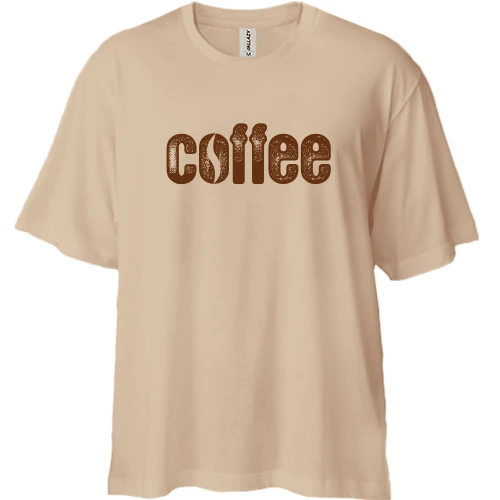 Футболка двонитка Oversize, Бежевий, для бариста "koffe"