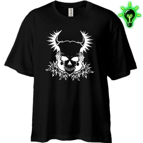Футболка двунитка Oversize, Белый, Череп с розами (2)