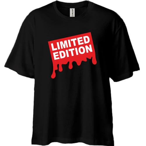 Футболка двонитка Oversize, Чорний, Limited Edition з червоними патьоками