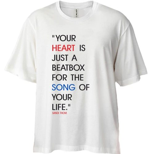Футболка двонитка Oversize, Білий, Your heart is beatbox