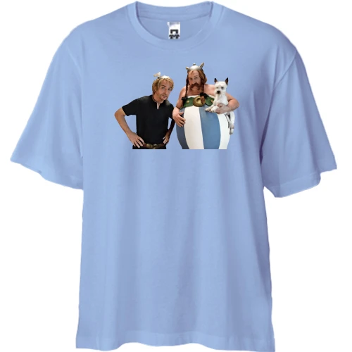 Футболка двонитка Oversize, Білий, з Астеріксом і Обеліксом