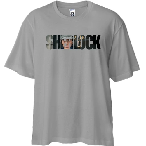 Футболка двонитка Oversize, Сірий, з написом (sherlock)