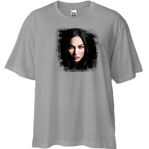 Футболка двунитка Oversize, Серый, с Меган Фокс