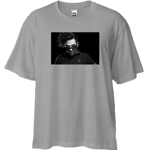 Футболка двонитка Oversize, Сірий, з Олегом ЛСП