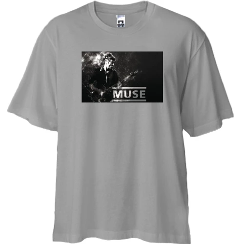 Футболка двунитка Oversize, Серый, с Мэттью Беллами (Muse)