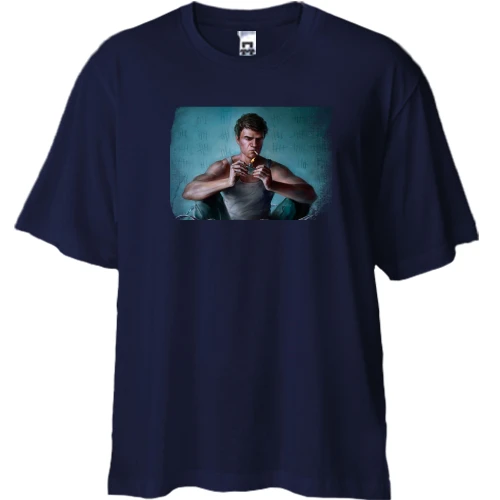 Футболка двунитка Oversize, Синий, Badcomedian