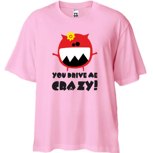 Футболка двонитка Oversize, Рожевий, You drive me crazy