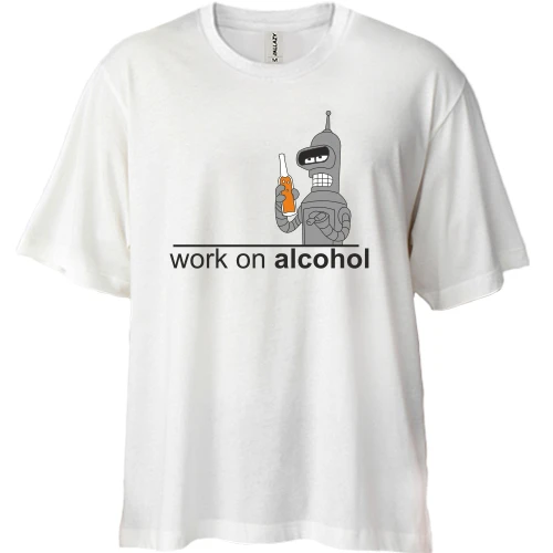 Футболка двунитка Oversize, Белый, Work on alcohol