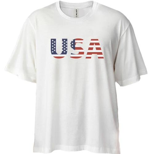 Футболка двонитка Oversize, Білий, з написом "USA"