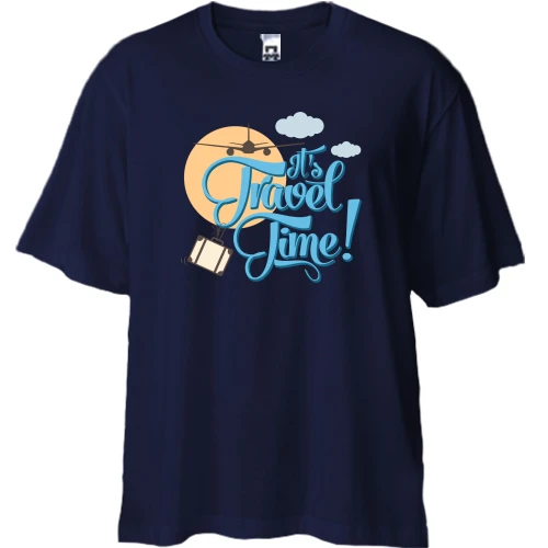 Футболка двонитка Oversize з написом "it`s travel time!"