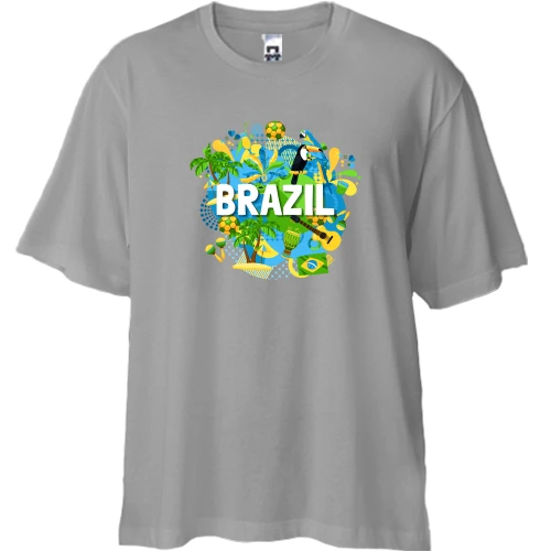 Футболка двунитка Oversize с бразильским колоритом и надписью "brazil"