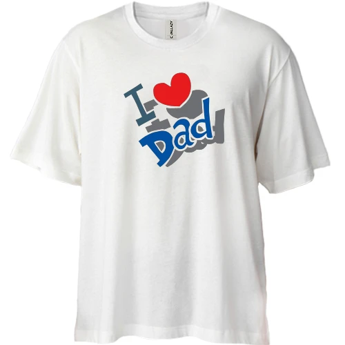 Футболка двонитка Oversize, Білий, з написом "i love dad"