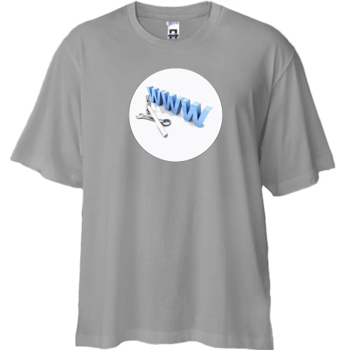 Футболка двунитка Oversize, Серый, www (World Wide Web)