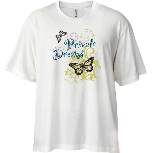 Футболка двунитка Oversize, Белый, Private Dreams butterfly
