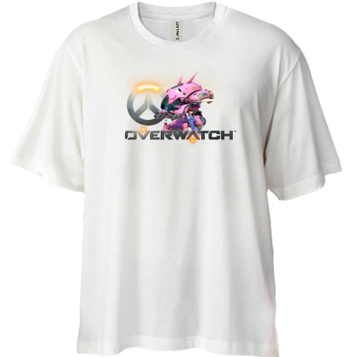 Футболка двунитка Oversize, Белый, Overwatch meka
