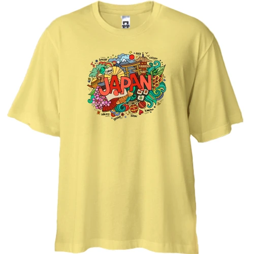 Футболка двунитка Oversize с японским колоритом "i love Japan"