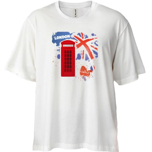 Футболка двунитка Oversize c телефонной будкой "London calling!"