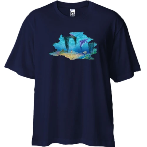 Футболка двунитка Oversize c изображением подводного мира