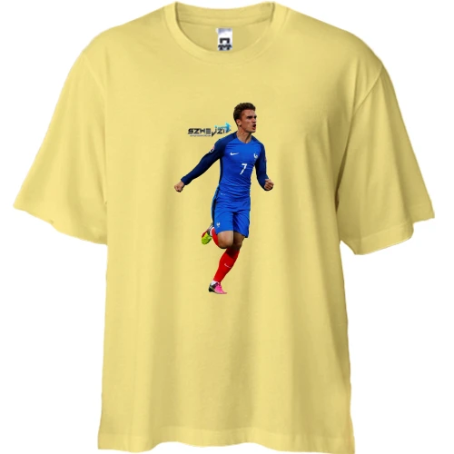 Футболка двонитка Oversize, Жовтий, з Antoine Griezmann