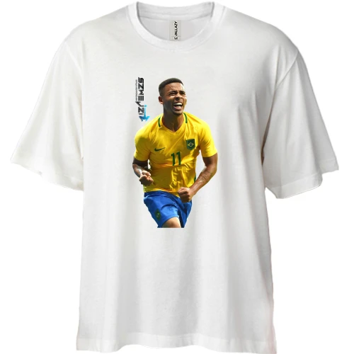 Футболка двонитка Oversize, Білий, з Gabriel Jesus