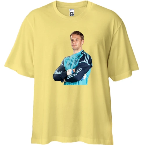 Футболка двонитка Oversize, Жовтий, з Manuel Neuer