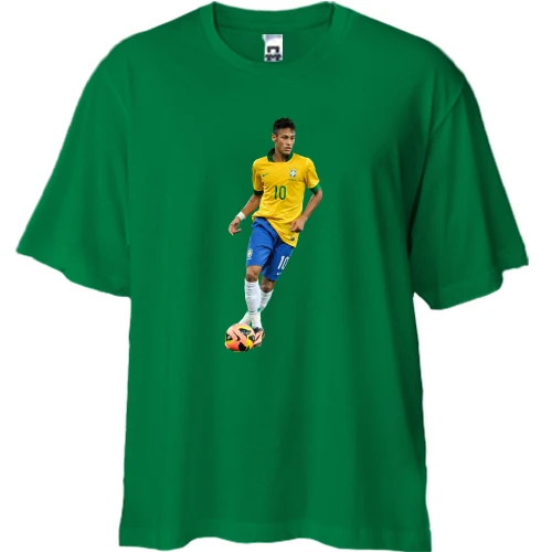 Футболка двонитка Oversize, Зелений, з Neymar Brazil