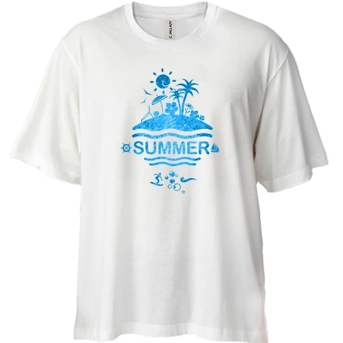 Футболка двонитка Oversize з пляжем "summer"