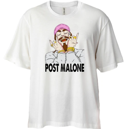 Футболка двунитка Oversize, Синий, Post Malone