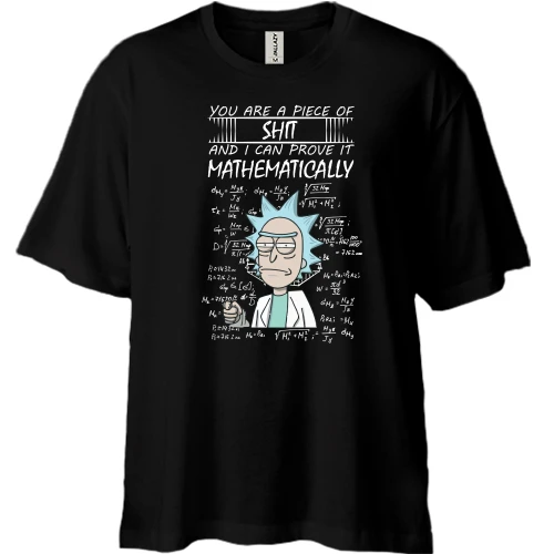 Футболка двонитка Oversize, Чорний, Rick and Morty - you are pice of ...