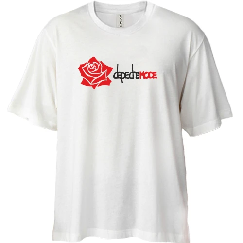 Футболка двунитка Oversize, Белый, Depeche Mode red Rose