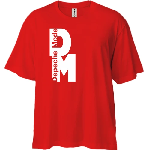 Футболка двунитка Oversize, Красный, Depeche Mode white