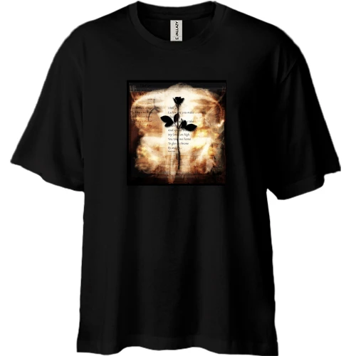 Футболка двунитка Oversize, Черный, Depeche Mode black rose