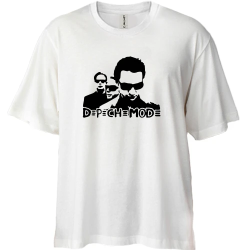 Футболка двонитка Oversize, Білий, Depeche with glasses