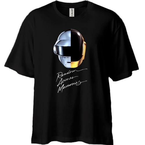 Футболка двунитка Oversize, Черный, Daft Punk (Дафт Панк)