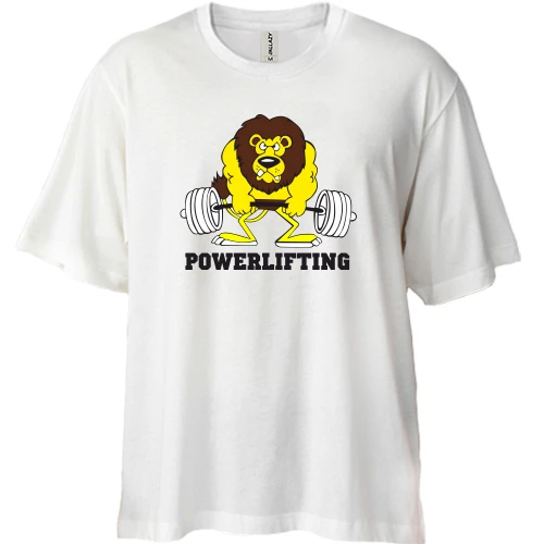 Футболка двонитка Oversize, Білий, Powerlifting lion