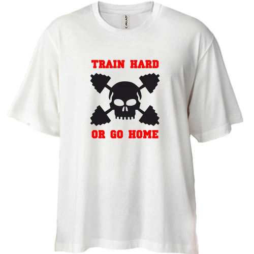 Футболка двунитка Oversize, Белый, Train hard