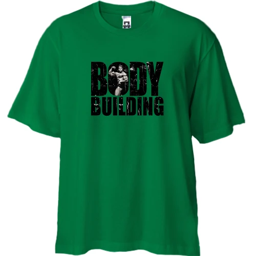 Футболка двунитка Oversize, Зеленый, с Арни "Body building"