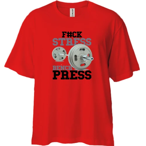 Футболка двунитка Oversize для качалки "F#ck stress - bench press"