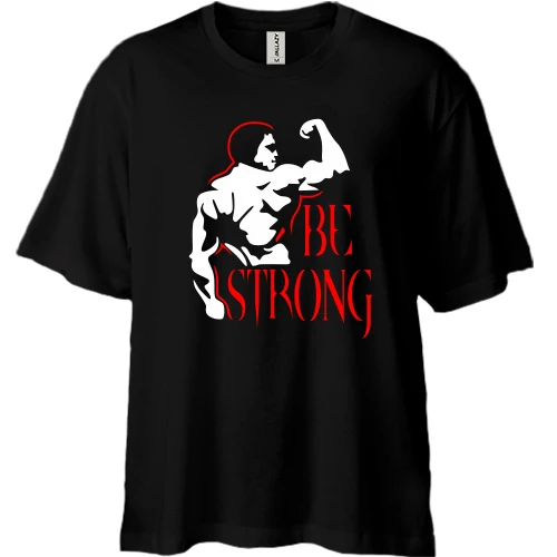 Футболка двонитка Oversize, Чорний, Be strong