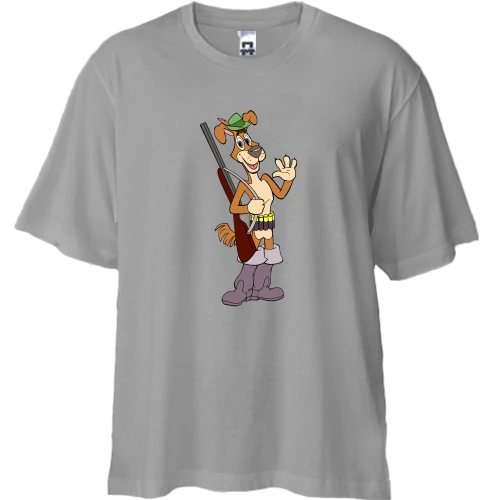 Футболка двунитка Oversize с Шариком-охотником (трое из Простоквашино)