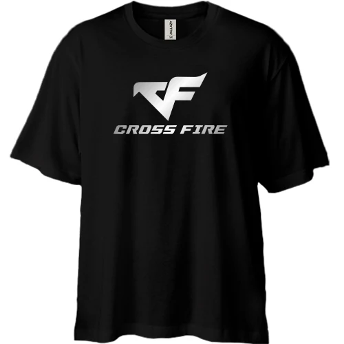 Футболка двунитка Oversize, Черный, Cross Fire