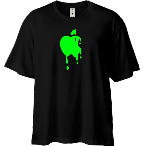 Футболка двонитка Oversize з кислотним Apple