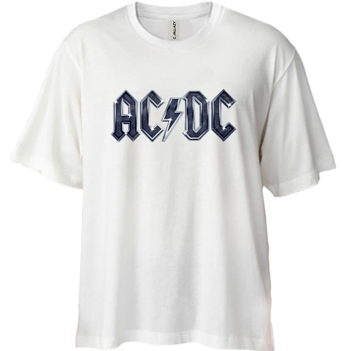 Футболка двунитка Oversize AC/DC - (blue logo)