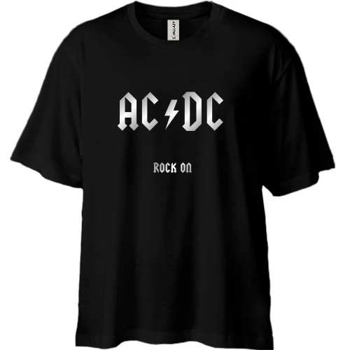Футболка двунитка Oversize AC/DC Rock on